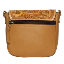 Load image into Gallery viewer, Bullhead Tan Tooled Leather Cowhide Flap Bag