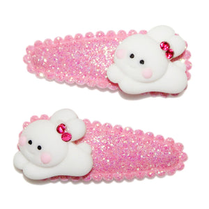 Pink Bunny Glitter Snaps