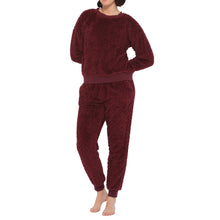Load image into Gallery viewer, Burgundy Lux Sherpa Fleece Lounge Set
