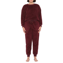 Load image into Gallery viewer, Burgundy Lux Sherpa Fleece Lounge Set