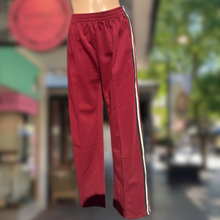 Load image into Gallery viewer, Burgundy Pleated Track Pants with Racer Stripe - By Frankie