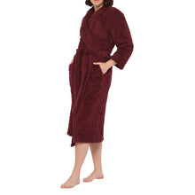Load image into Gallery viewer, Burgundy Lux Sherpa Fleece Dressing Gown