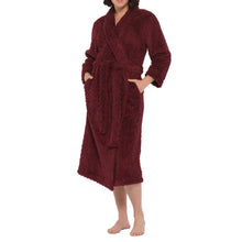 Load image into Gallery viewer, Burgundy Lux Sherpa Fleece Dressing Gown
