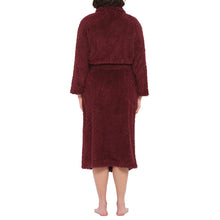 Load image into Gallery viewer, Burgundy Lux Sherpa Fleece Dressing Gown