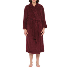 Load image into Gallery viewer, Burgundy Lux Sherpa Fleece Dressing Gown