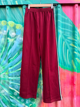 Load image into Gallery viewer, Burgundy Pleated Track Pants with Racer Stripe - By Frankie