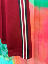 Load image into Gallery viewer, Burgundy Pleated Track Pants with Racer Stripe - By Frankie