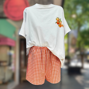 'Aperol Spritz' T-Shirt & Orange Gingham Short Set - By Frankie