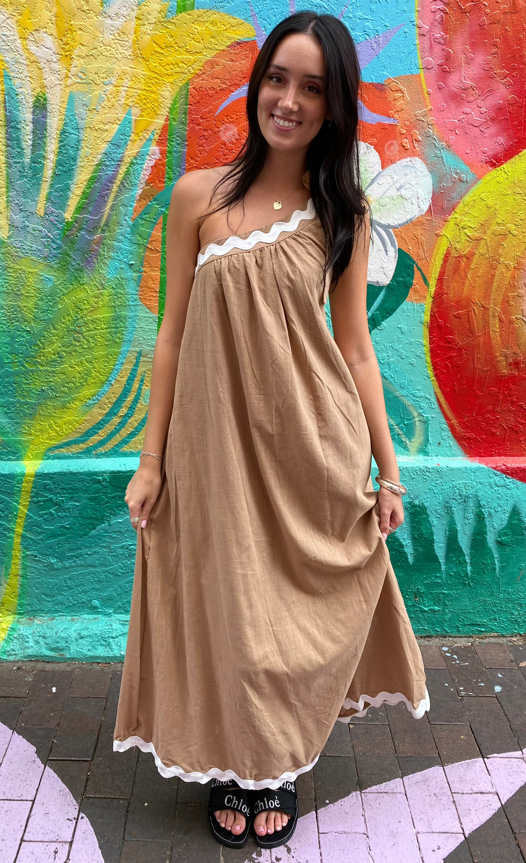 Latte Brown Ric Rac Cotton Dress - By Frankie