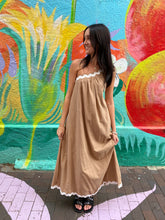 Load image into Gallery viewer, Latte Brown Ric Rac Cotton Dress - By Frankie