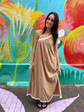 Load image into Gallery viewer, Latte Brown Ric Rac Cotton Dress - By Frankie
