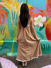 Load image into Gallery viewer, Latte Brown Ric Rac Cotton Dress - By Frankie