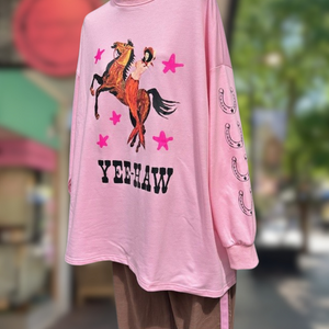 Yeehaw Pink L/S Top & Brown Pant Set - By Frankie