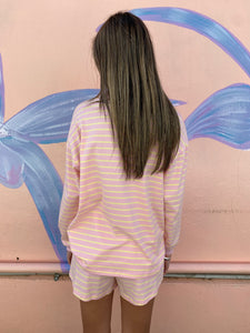 Pink/Yellow Stripe L/S Top & Short Set - By Frankie