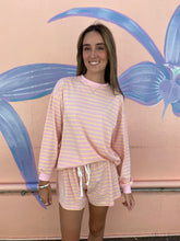 Load image into Gallery viewer, Pink/Yellow Stripe L/S Top &amp; Short Set - By Frankie