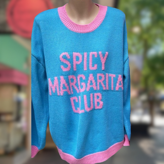 'Spicy Margarita Club' Blue + Pink Jumper - By Frankie