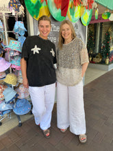 Load image into Gallery viewer, Black Acid Wash 'Starfish' Beaded T-Shirt - By Frankie