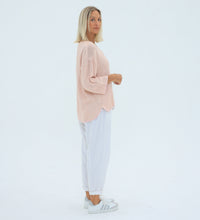Load image into Gallery viewer, Soft Pink Estelle V-Neck Hessian Top