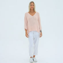 Load image into Gallery viewer, Soft Pink Estelle V-Neck Hessian Top