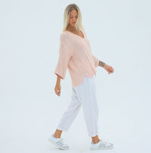 Load image into Gallery viewer, Soft Pink Estelle V-Neck Hessian Top