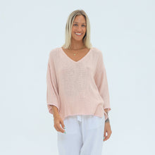 Load image into Gallery viewer, Soft Pink Estelle V-Neck Hessian Top