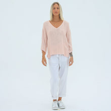 Load image into Gallery viewer, Soft Pink Estelle V-Neck Hessian Top