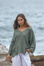 Load image into Gallery viewer, Sage Leaf Green Estelle V-Neck Hessian Top
