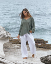 Load image into Gallery viewer, Sage Leaf Green Estelle V-Neck Hessian Top