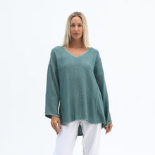 Load image into Gallery viewer, Kashmir Green Vela Long Sleeve Hessian Tunic Top