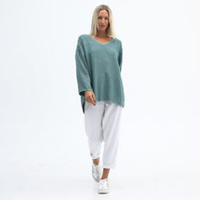 Load image into Gallery viewer, Kashmir Green Vela Long Sleeve Hessian Tunic Top