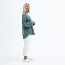 Load image into Gallery viewer, Kashmir Green Vela Long Sleeve Hessian Tunic Top