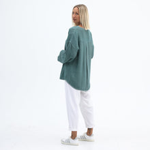 Load image into Gallery viewer, Kashmir Green Vela Long Sleeve Hessian Tunic Top