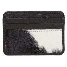 Load image into Gallery viewer, Black &amp; White Cowhide Card Holder with ID Pocket