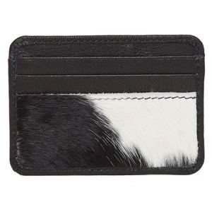 Black & White Cowhide Card Holder with ID Pocket