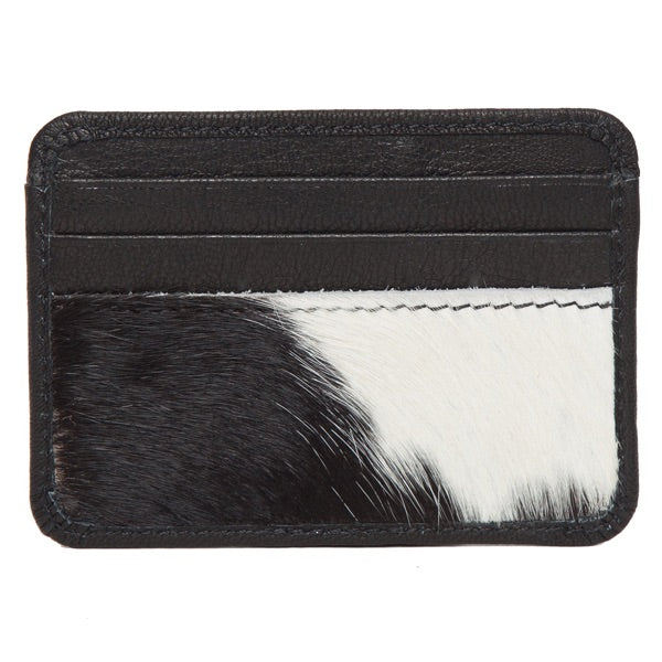 Black & White Cowhide Card Holder with ID Pocket