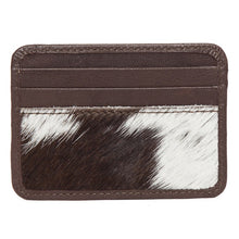 Load image into Gallery viewer, Brown &amp; White Cowhide Card Holder with ID Pocket