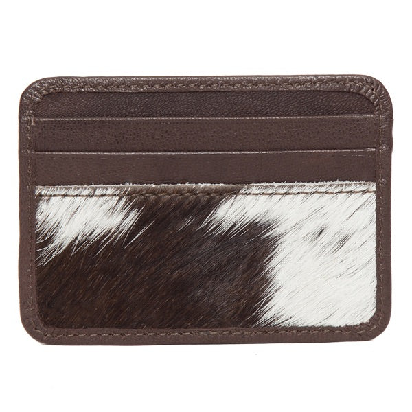 Brown & White Cowhide Card Holder with ID Pocket