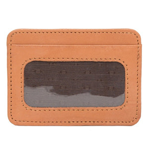 Tan & White Cowhide Card Holder with ID Pocket