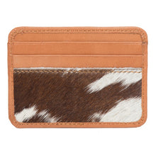 Load image into Gallery viewer, Tan &amp; White Cowhide Card Holder with ID Pocket