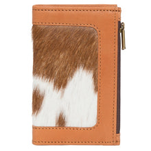 Load image into Gallery viewer, Tan &amp; White Small Cowhide Card Wallet