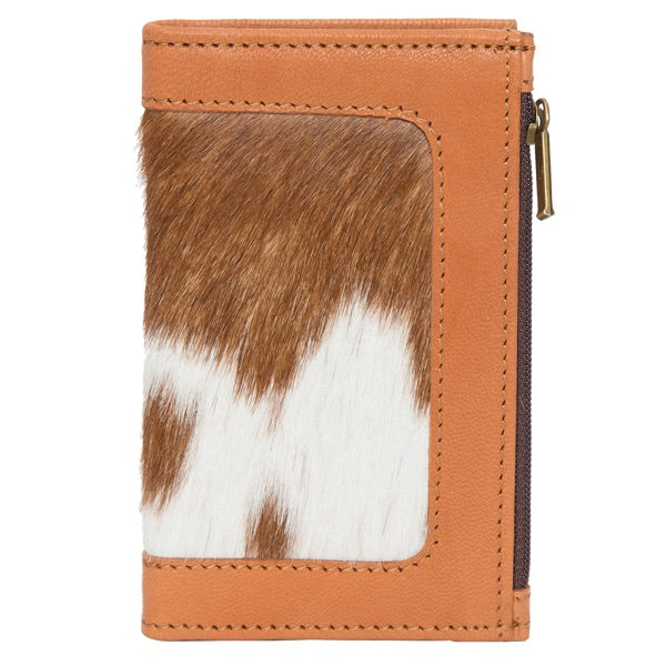 Tan & White Small Cowhide Card Wallet