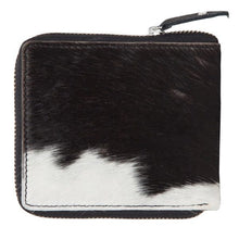 Load image into Gallery viewer, Black &amp; White Small Cowhide Zippered Unisex Wallet