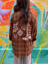 Load image into Gallery viewer, Brown Flannel Flaming Cowgirl Shirt - By Frankie