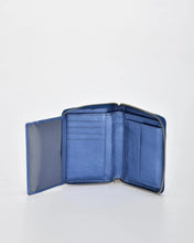 Load image into Gallery viewer, Blue Callisto Metallic Leather Small Zip Around Wallet - Cobb &amp; Co
