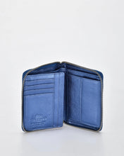 Load image into Gallery viewer, Blue Callisto Metallic Leather Small Zip Around Wallet - Cobb &amp; Co