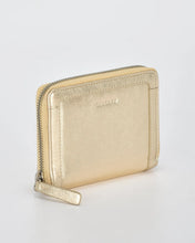 Load image into Gallery viewer, Gold Callisto Metallic Leather Small Zip Around Wallet - Cobb &amp; Co