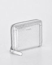 Load image into Gallery viewer, Silver Callisto Metallic Leather Small Zip Around Wallet - Cobb &amp; Co