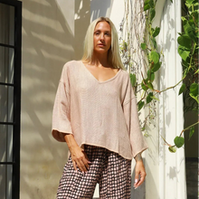Load image into Gallery viewer, Cinnamon Estelle V-Neck Hessian Top