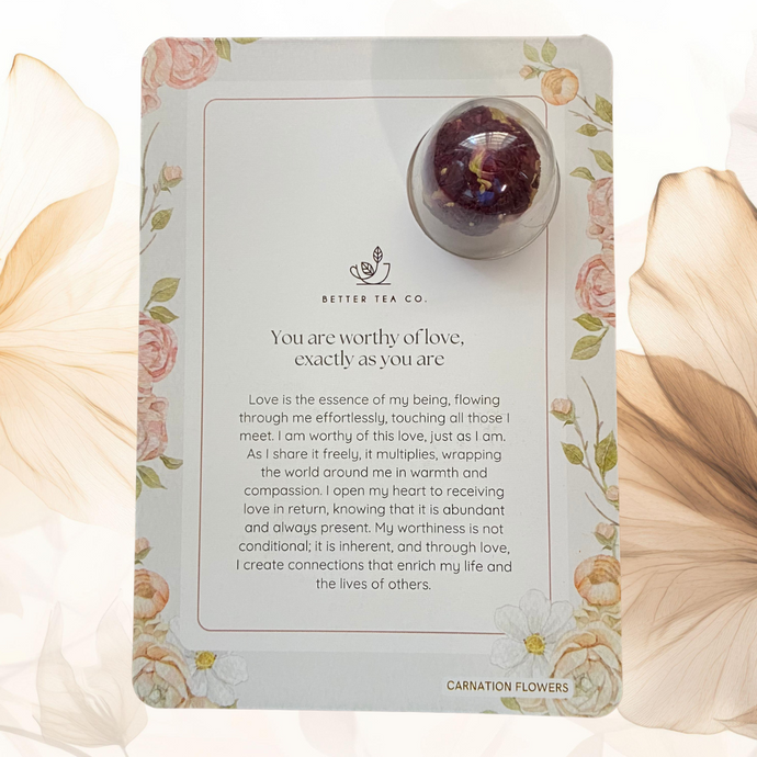 Carnation Flowers Blooming Tea Affirmation Gift Card - Better Tea Co.