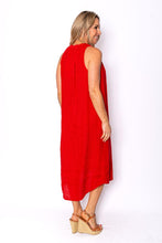 Load image into Gallery viewer, Cavendish Red Sleeveless Linen Midi Dress with Pockets